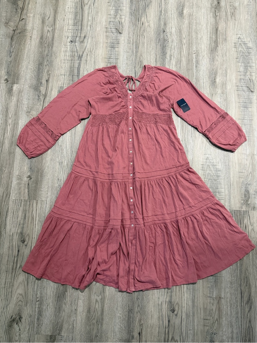 Lucky Brand Mauve Button-Front Maxi Dress